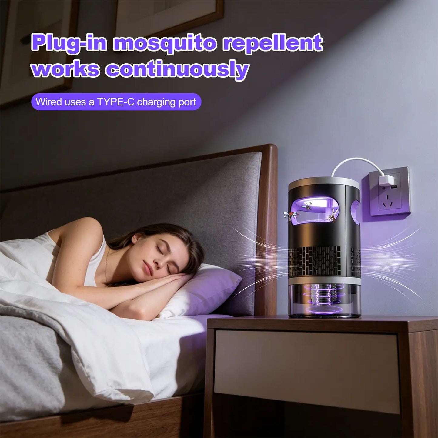 2026 Enhanced Indoor Electric Bug Zapper – UV Light and Suction Insect Trap with Ultra-Quiet Operation, Effective Mosquito, Fly, and Gnat Catcher for Bedrooms, Kitchens, Indoor Plants, and Home Use