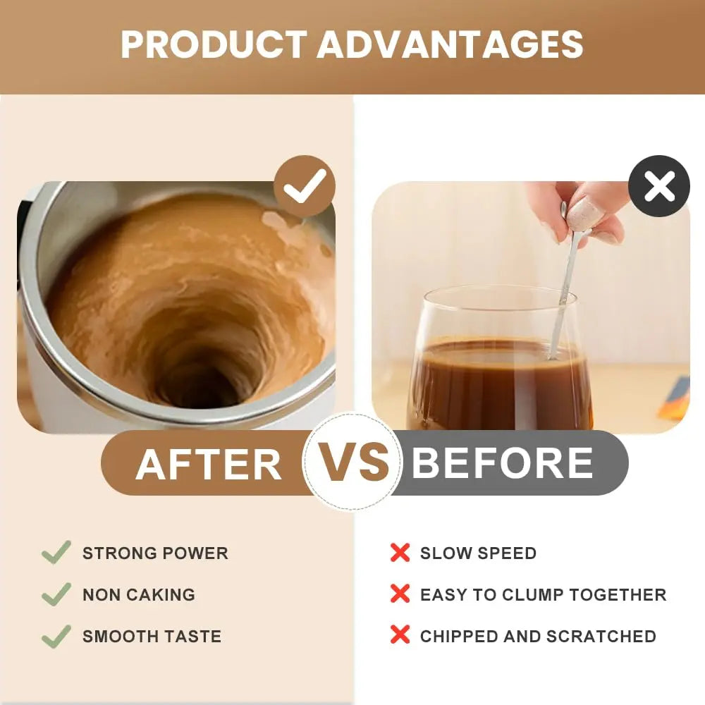 Electric Self-Stirring Coffee Mug with Magnetic Stirring Technology and Rechargeable Automatic Mixing Function, Featuring LCD Thermometer for Milk and Cocoa - Ideal for Office, Kitchen, and Travel Use