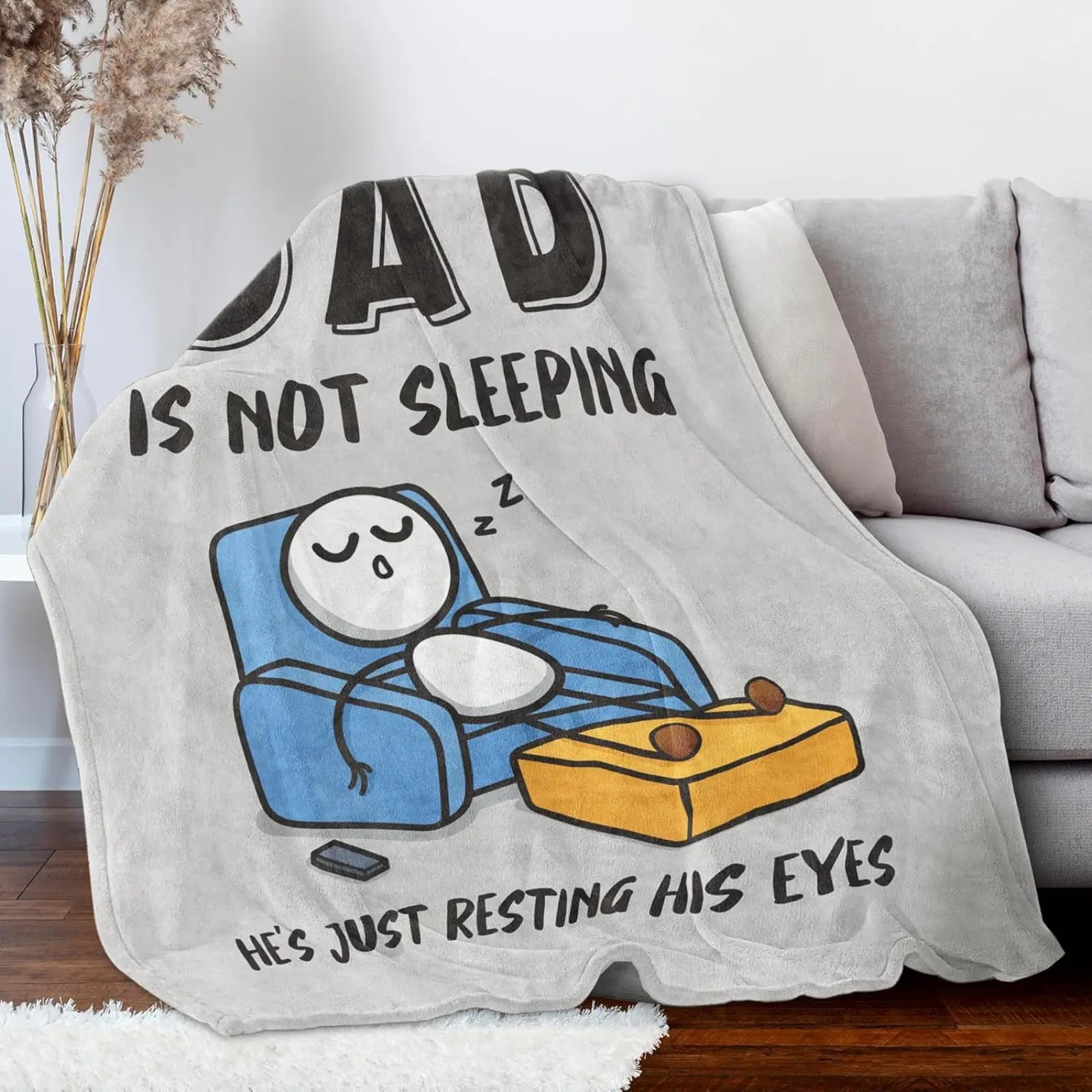【Dad Is Not Sleeping, He's Resting His Eyes - Premium Flannel Blanket Gift for Dad
