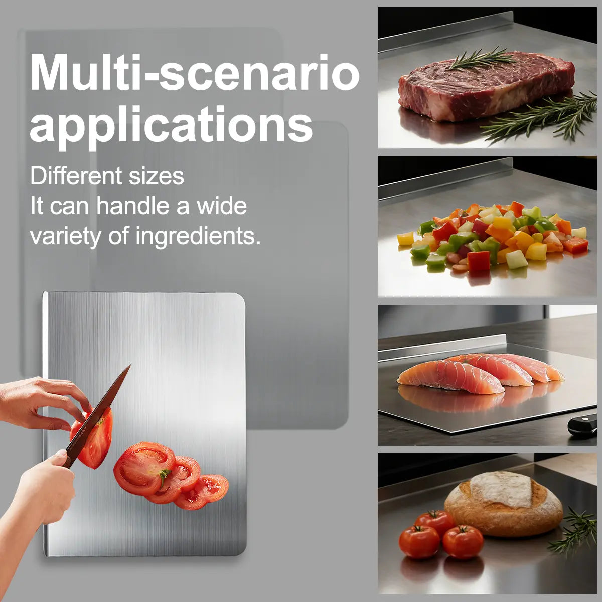 Titanium Metal Cutting Board - Durable Large Kitchen Chopping Block for Meat, Fruit, and Vegetables - Easy to Clean, Available in 40x30cm, 40x50cm, and 40x60cm Sizes