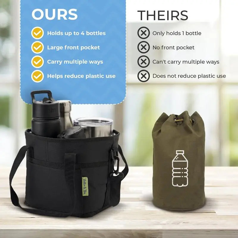Family Size 4-Compartment Drink Carrier Tote for Multiple Tumblers - Simplify Your Mornings