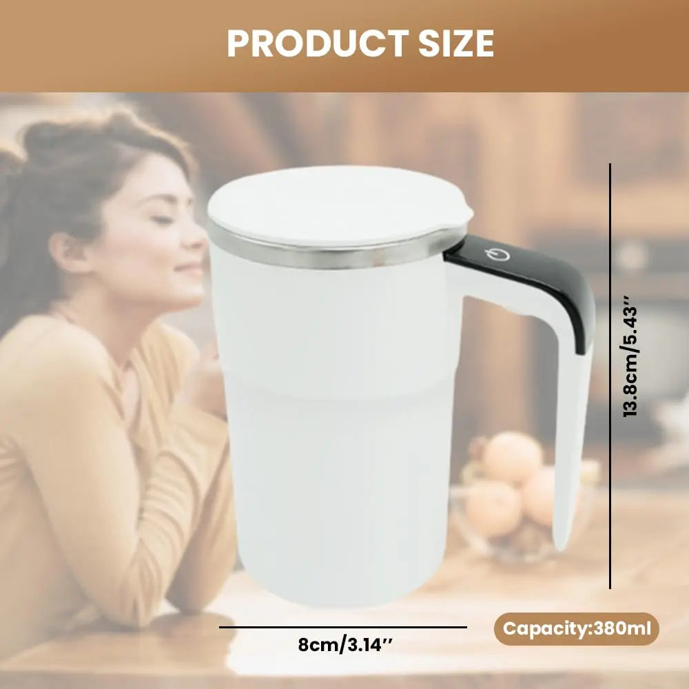 Electric Self-Stirring Coffee Mug with Magnetic Stirring Technology and Rechargeable Automatic Mixing Function, Featuring LCD Thermometer for Milk and Cocoa - Ideal for Office, Kitchen, and Travel Use