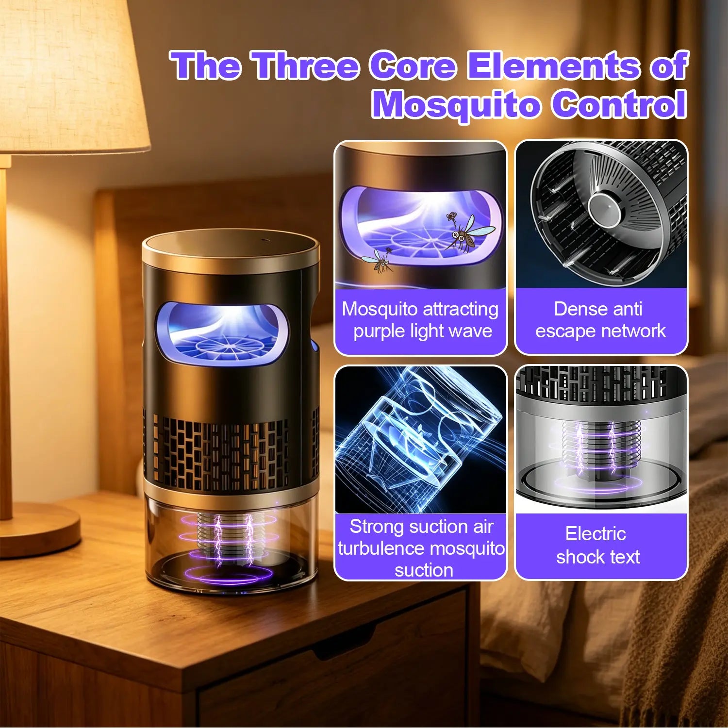 2026 Enhanced Indoor Electric Bug Zapper – UV Light and Suction Insect Trap with Ultra-Quiet Operation, Effective Mosquito, Fly, and Gnat Catcher for Bedrooms, Kitchens, Indoor Plants, and Home Use