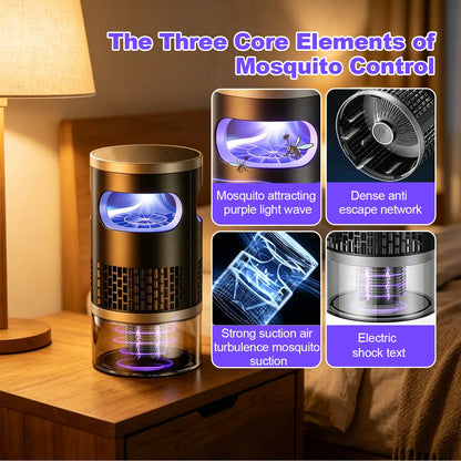 2026 Enhanced Indoor Electric Bug Zapper – UV Light and Suction Insect Trap with Ultra-Quiet Operation, Effective Mosquito, Fly, and Gnat Catcher for Bedrooms, Kitchens, Indoor Plants, and Home Use