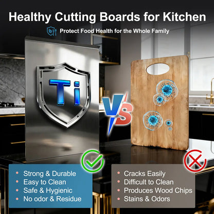Titanium Metal Cutting Board - Durable Large Kitchen Chopping Block for Meat, Fruit, and Vegetables - Easy to Clean, Available in 40x30cm, 40x50cm, and 40x60cm Sizes