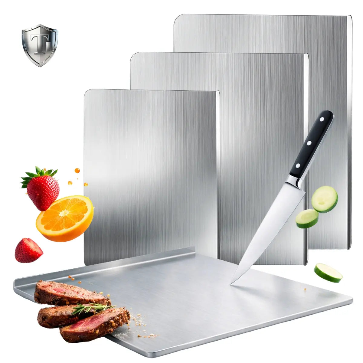 Titanium Metal Cutting Board - Durable Large Kitchen Chopping Block for Meat, Fruit, and Vegetables - Easy to Clean, Available in 40x30cm, 40x50cm, and 40x60cm Sizes