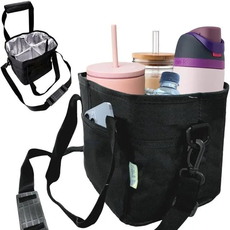 Family Size 4-Compartment Drink Carrier Tote for Multiple Tumblers - Simplify Your Mornings