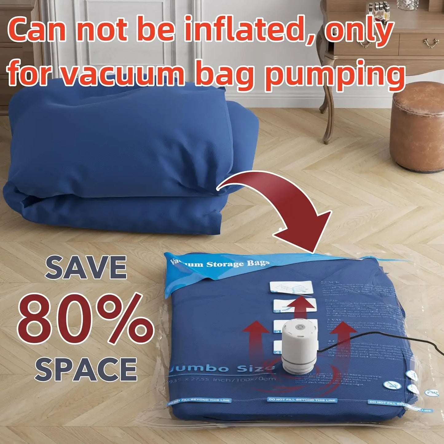 19-Piece Travel Vacuum Storage Bag Set - 7 Vacuum Compression Bags with Electric Pump for Comforters, Blankets, and Clothing - Essential Space Saver for Travel