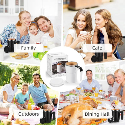 Electric Self-Stirring Coffee Mug with Magnetic Stirring Technology and Rechargeable Automatic Mixing Function, Featuring LCD Thermometer for Milk and Cocoa - Ideal for Office, Kitchen, and Travel Use