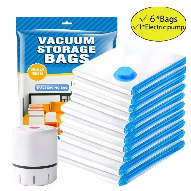19-Piece Travel Vacuum Storage Bag Set - 7 Vacuum Compression Bags with Electric Pump for Comforters, Blankets, and Clothing - Essential Space Saver for Travel