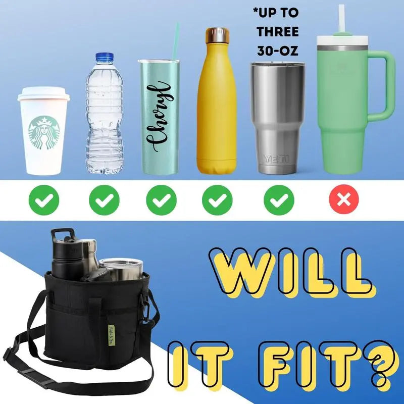 Family Size 4-Compartment Drink Carrier Tote for Multiple Tumblers - Simplify Your Mornings