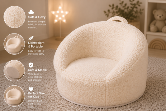 TeddyNest™ Toddler Chair | Ultra Soft Plush Kids Sofa with Carry Handle