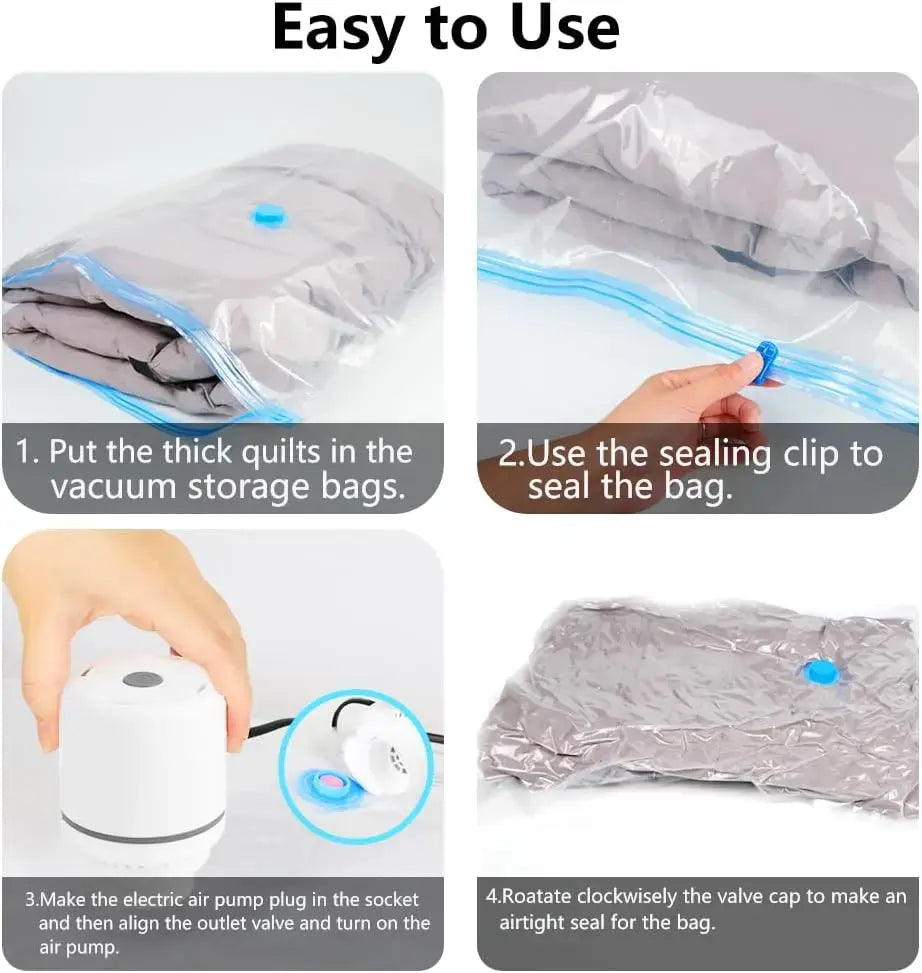 19-Piece Travel Vacuum Storage Bag Set - 7 Vacuum Compression Bags with Electric Pump for Comforters, Blankets, and Clothing - Essential Space Saver for Travel