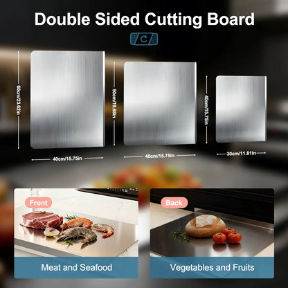 Titanium Metal Cutting Board - Durable Large Kitchen Chopping Block for Meat, Fruit, and Vegetables - Easy to Clean, Available in 40x30cm, 40x50cm, and 40x60cm Sizes