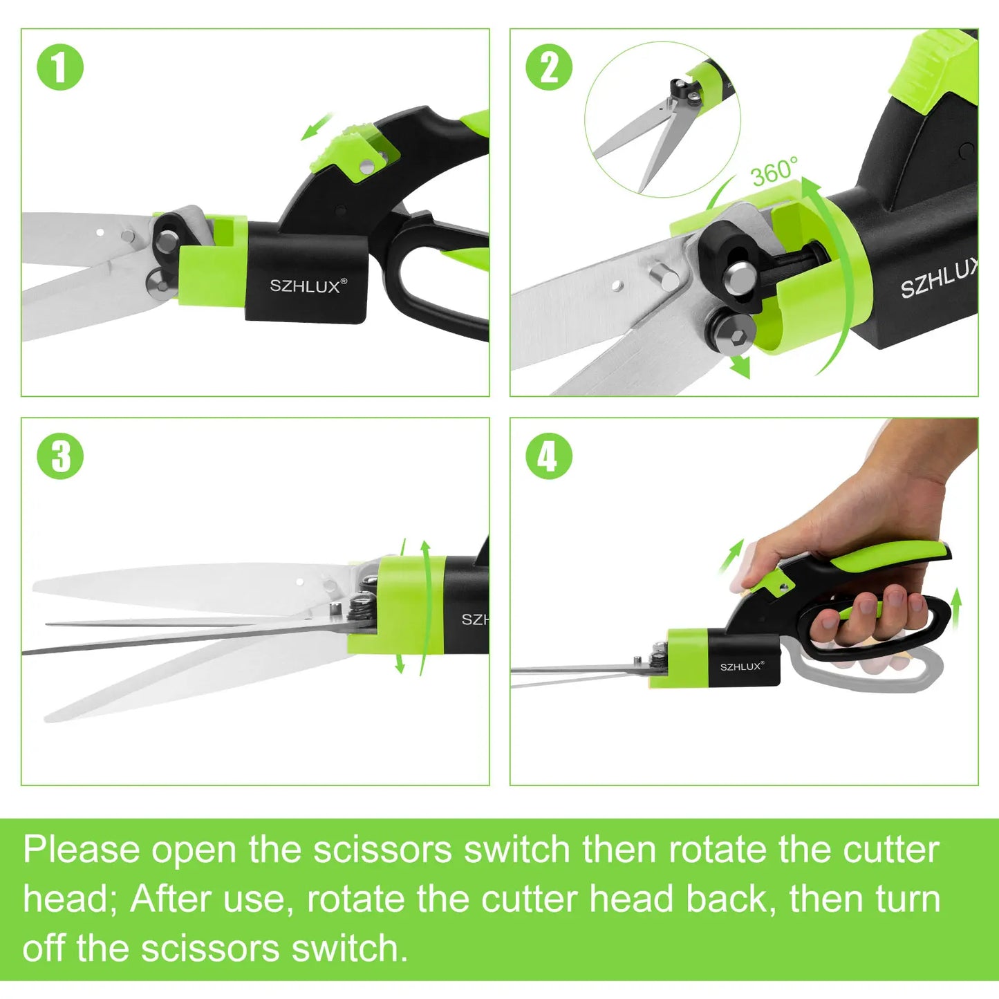 SZHLUX 360-Degree Swivel Blade Grass Shears with Ultra-Sharp 5-Inch Stainless Steel Blades for Precision Gardening and Plant Cutting